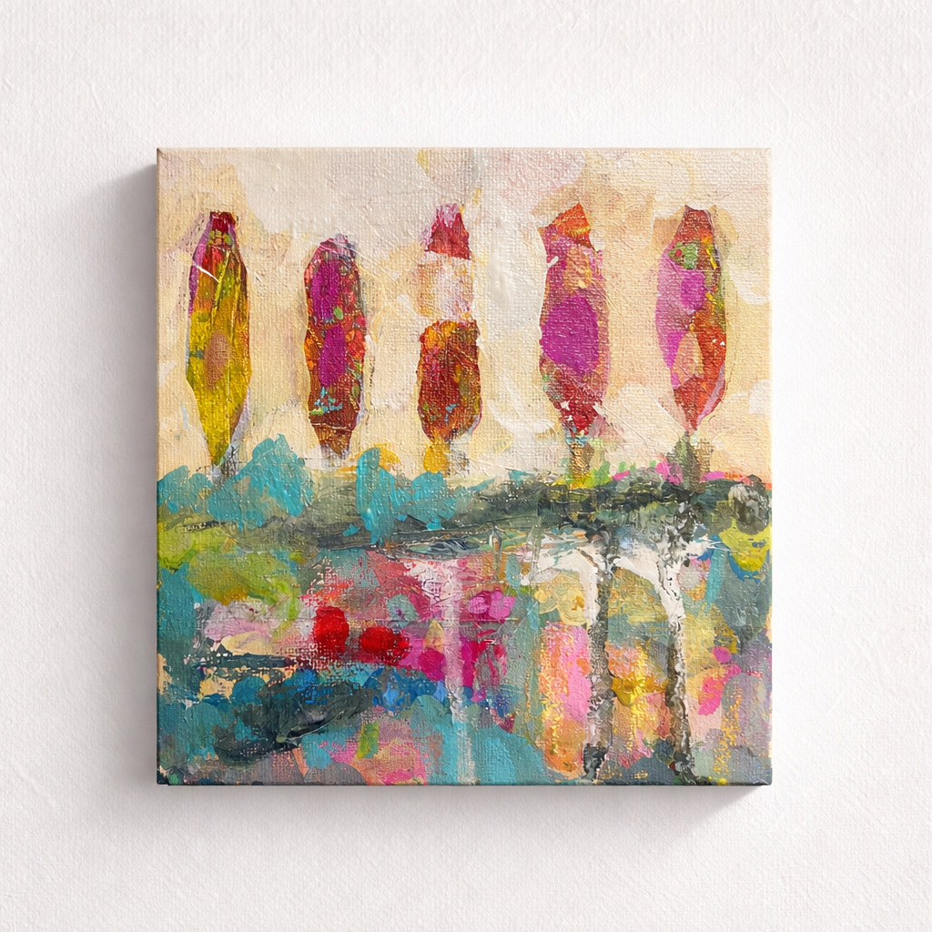 Happy Grove, 12x12 (framed)